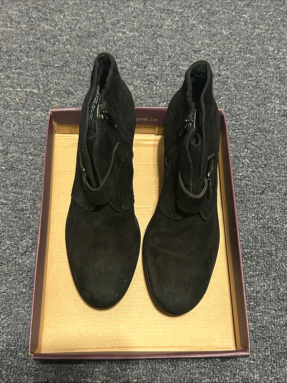 Clarks Black Suede Women's Ankle Booties with Side Zip